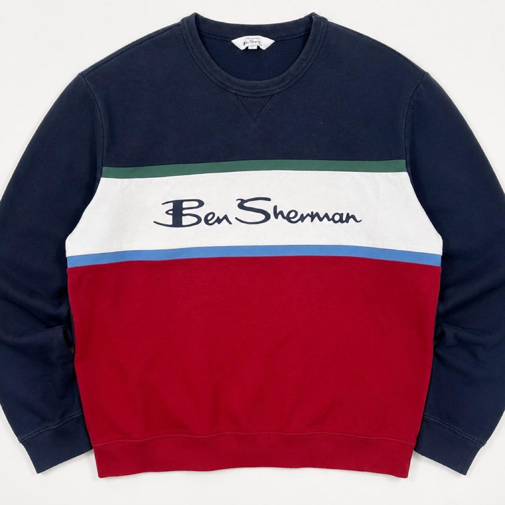 Ben Sherman Colour Block Crew Neck Fleece Sweatshirt - Image 1