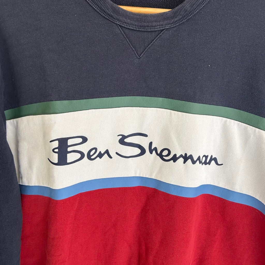 Ben Sherman Colour Block Crew Neck Fleece Sweatshirt - Image 3