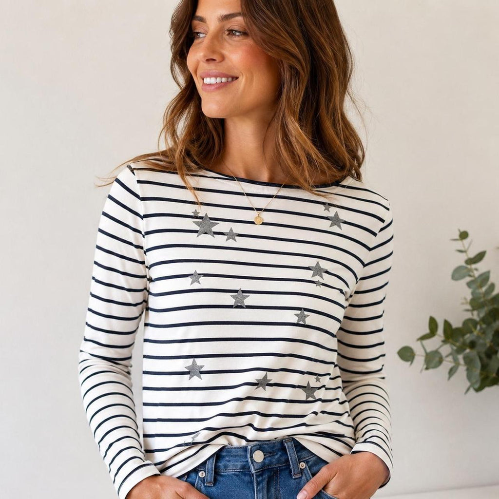 Crew Clothing Company Women's Long Sleeve Striped Top - Image 1