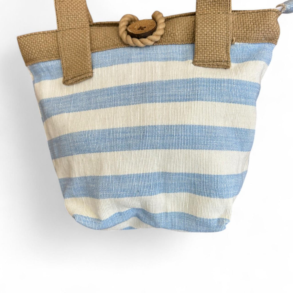 Bill Brown London Mini Canvas Tote Bag Blue And White Stripe - Image 2