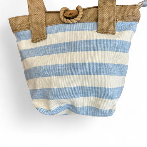 Bill Brown London Mini Canvas Tote Bag Blue And White Stripe - Image 2