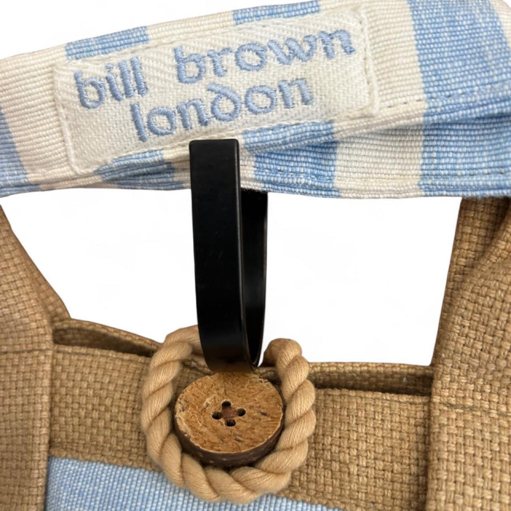 Bill Brown London Mini Canvas Tote Bag Blue And White Stripe - Image 3