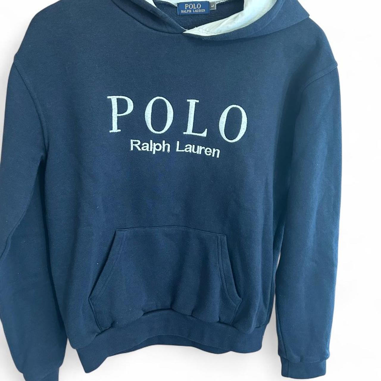 Polo Ralph Lauren Navy Hoodie With Light Blue Lining - Image 4