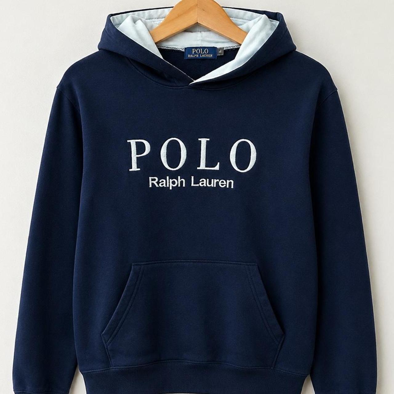 Polo Ralph Lauren Navy Hoodie With Light Blue Lining - Image 5