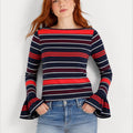Lauren Ralph Lauren Striped Bell Sleeve Blouse - Image 1