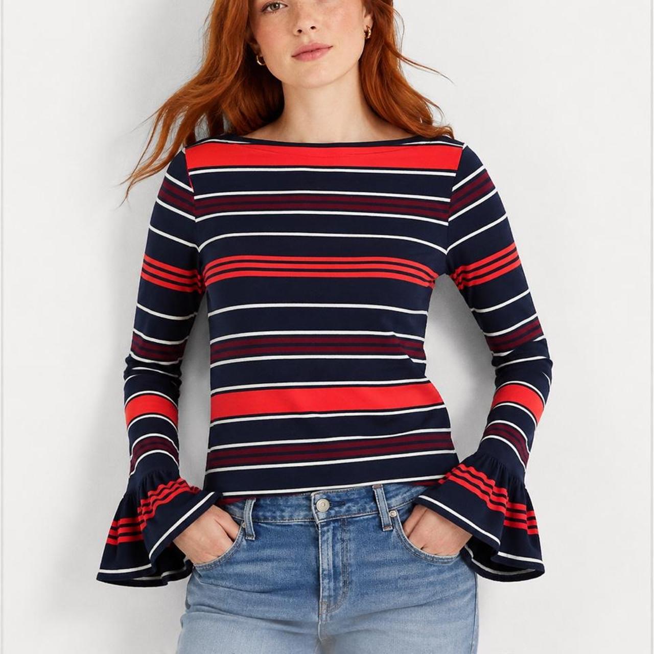 Lauren Ralph Lauren Striped Bell Sleeve Blouse - Image 1