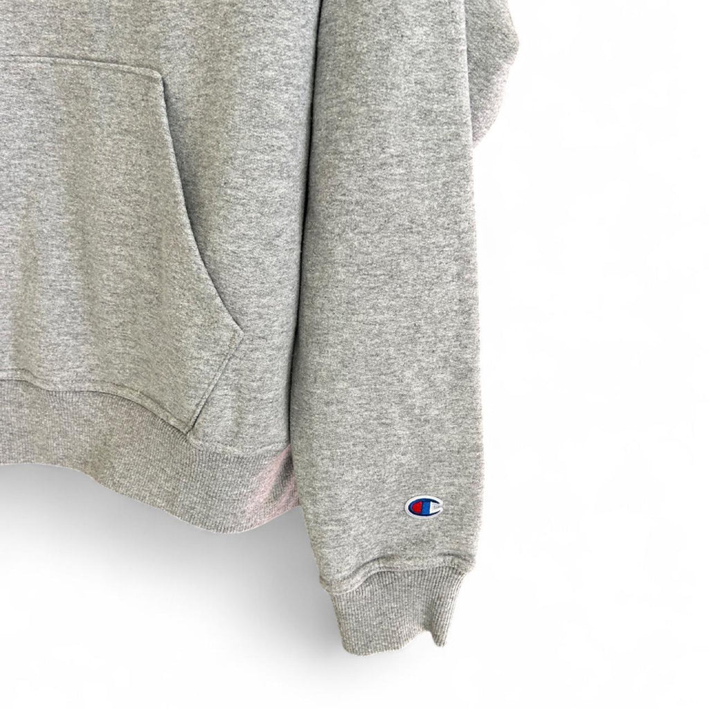 Champion Fleece Hoodie Grey Embroidered Logo - Image 3