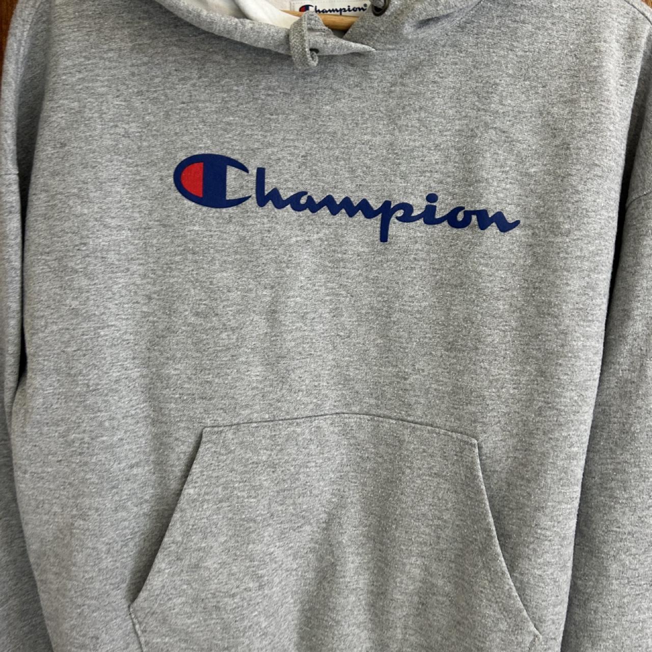 Champion Fleece Hoodie Grey Embroidered Logo - Image 4