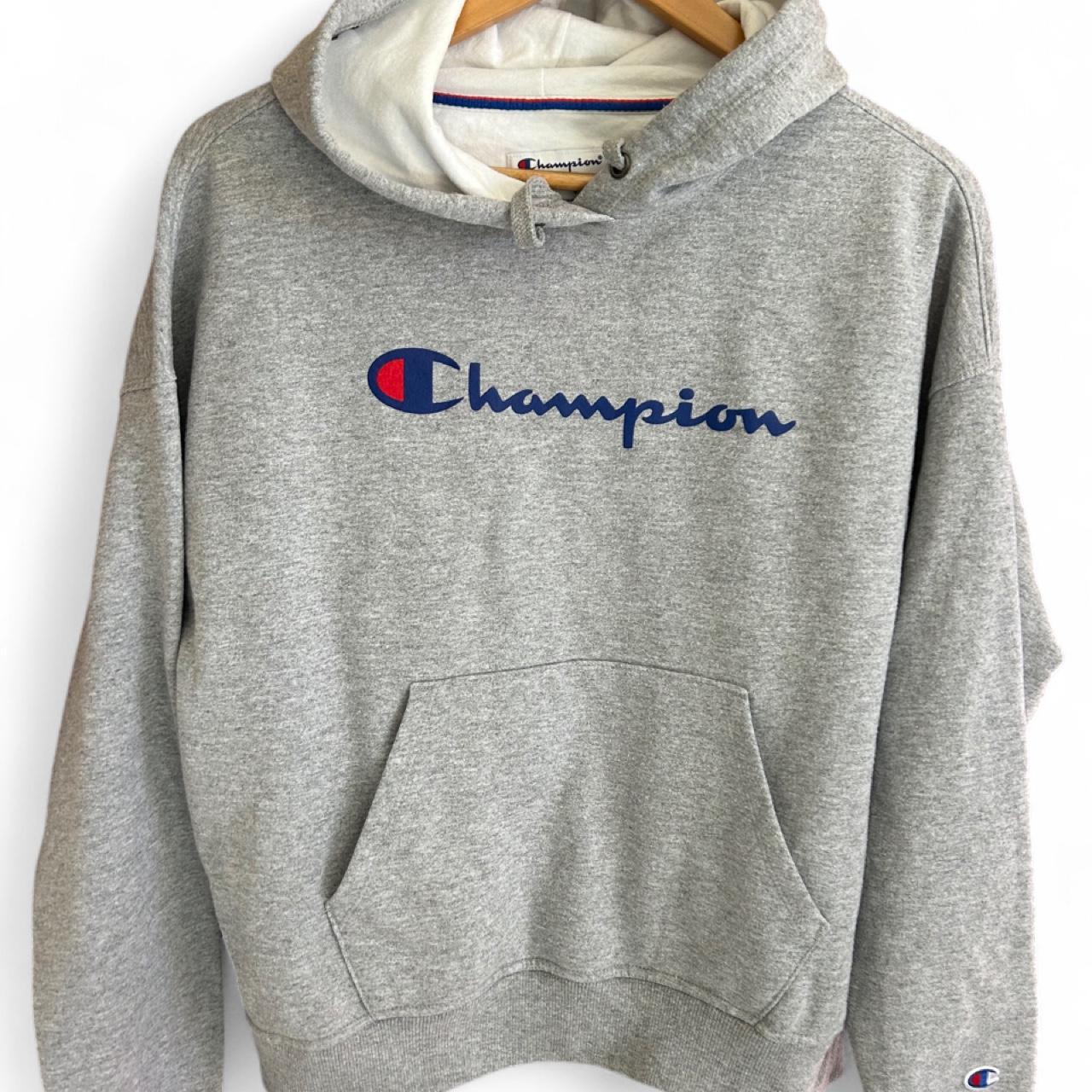 Champion Fleece Hoodie Grey Embroidered Logo - Image 5