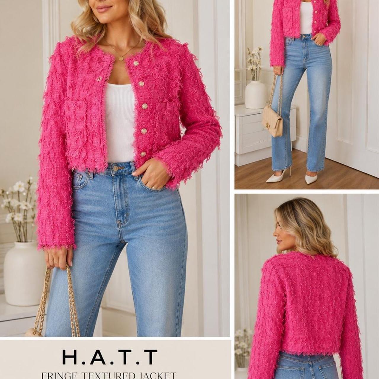H&M H.A.T.T Textured Fringe Cropped Jacket - Image 1