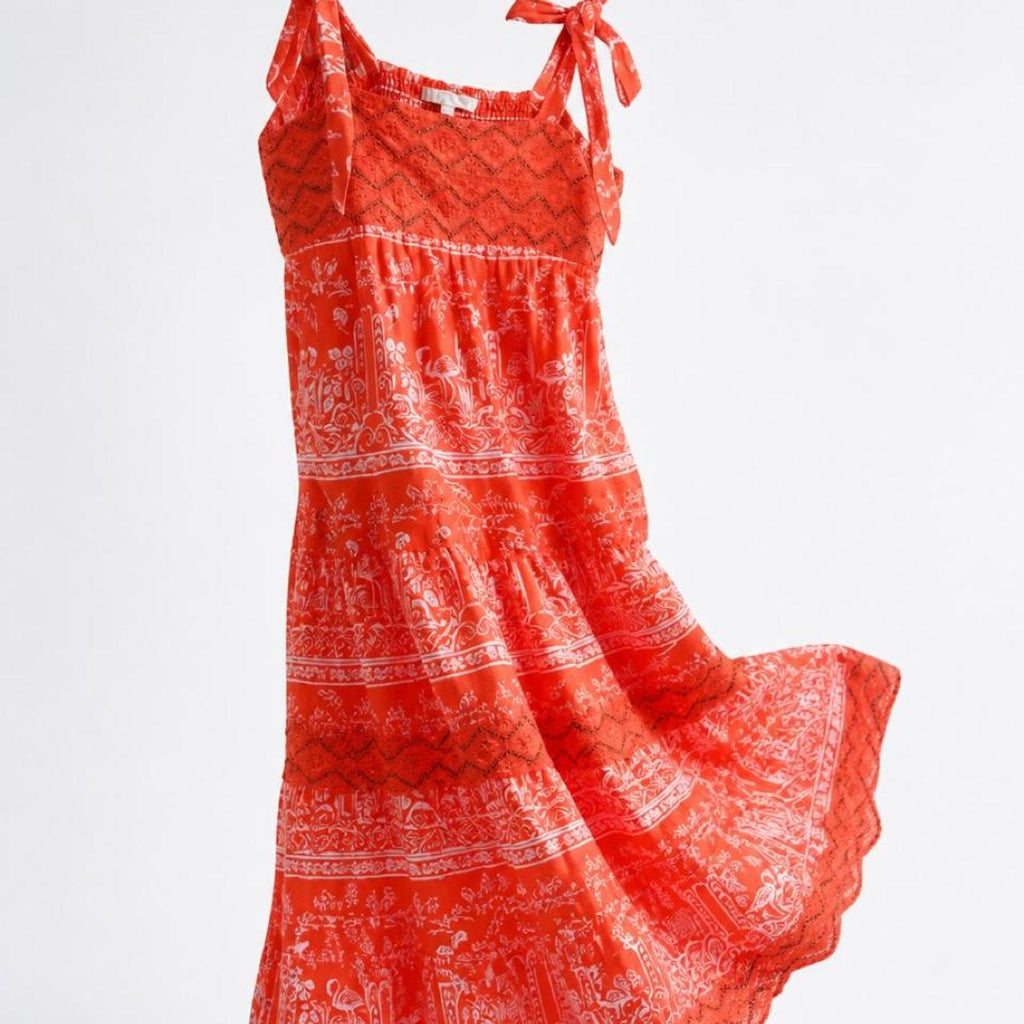 Azure Tropical Embroidered Tiered Sundress - Image 3