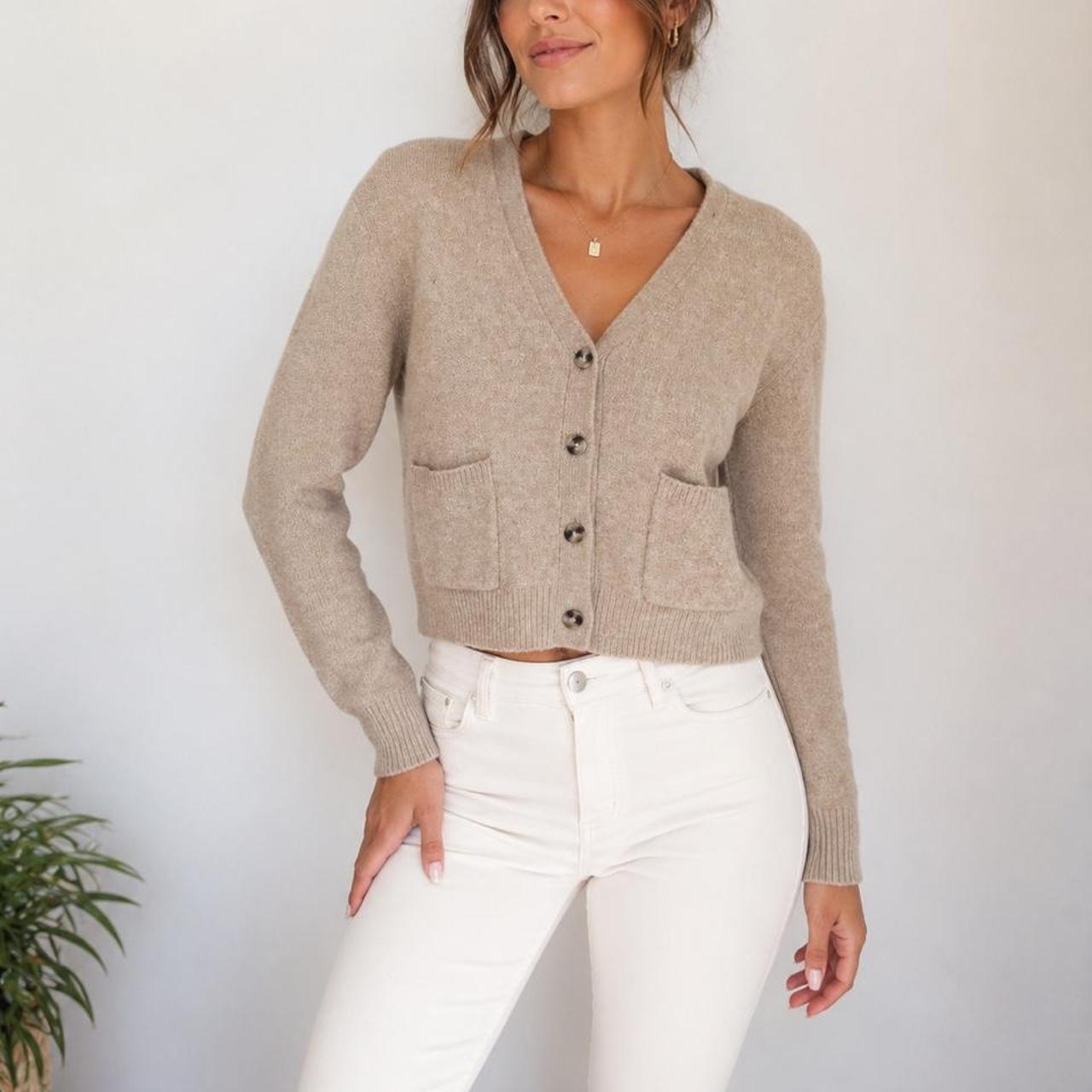 Dannii Minogue Petites Cropped Cardigan Tan - Image 1
