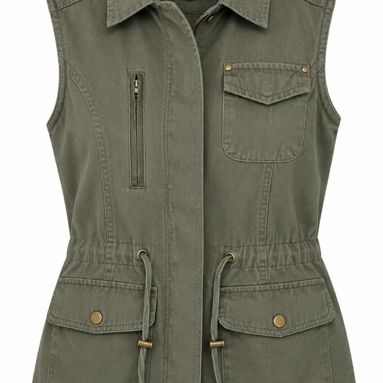 Authentic Women's Utility Vest Army Green Cotton - Image 2