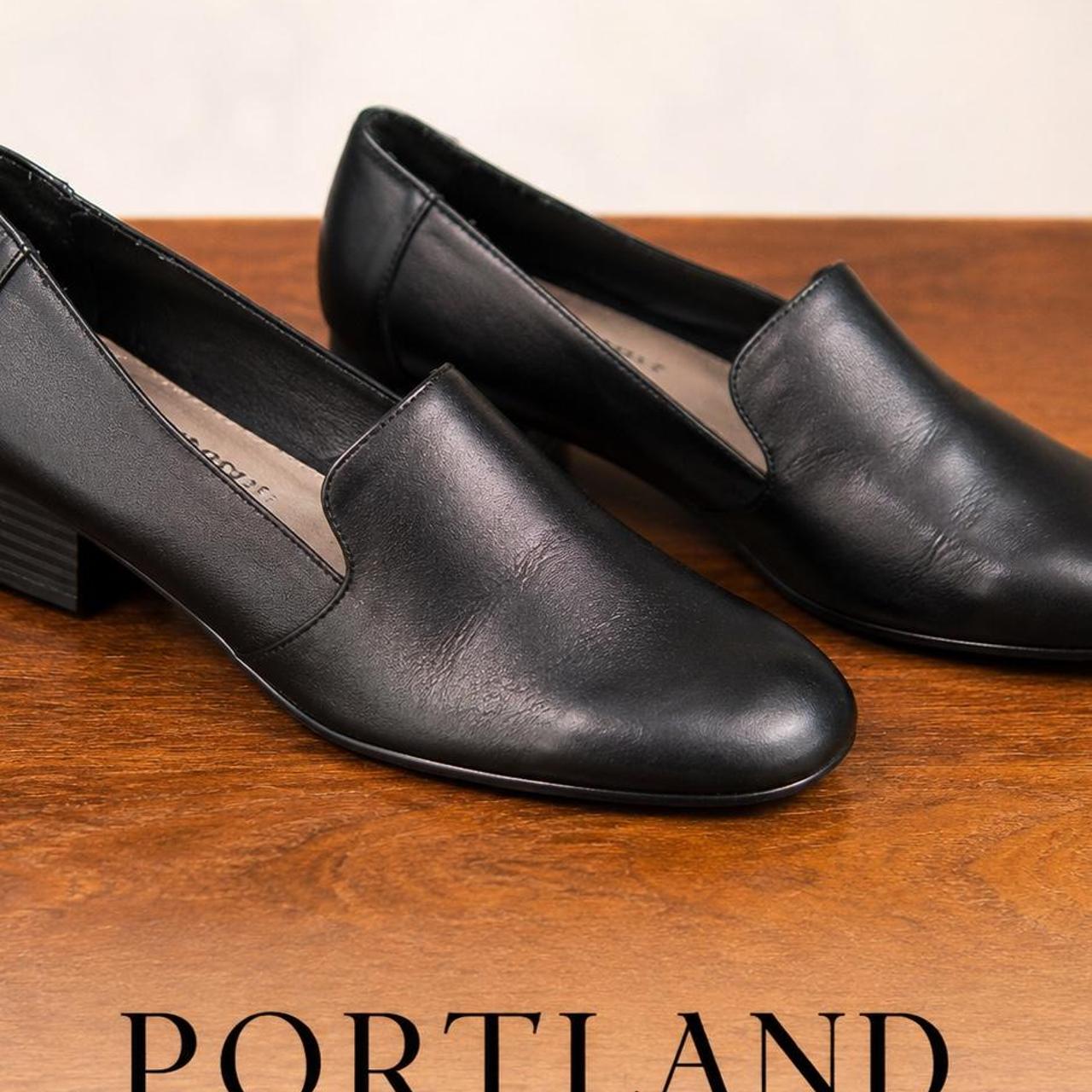 Portland Feel Good Women's Leather Court Shoes Black - Image 1