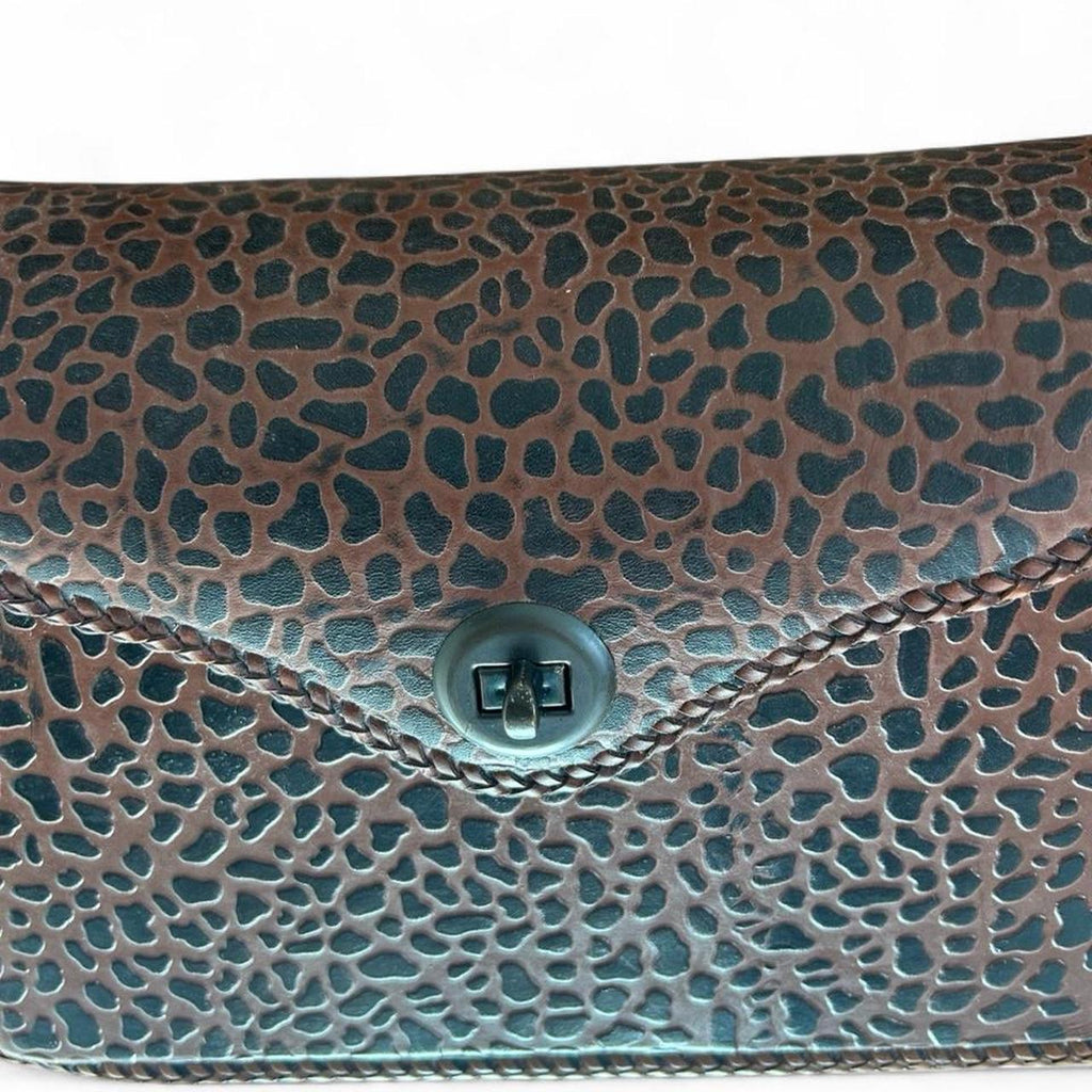 Vintage Women's Embossed Brown Crossbody Shoulder Bag - Image 5