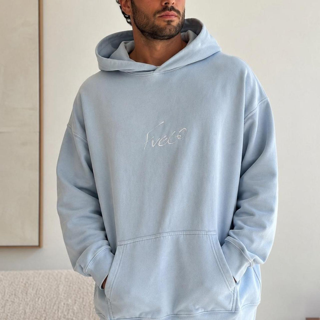 Fuego Oversized Fleece Hoodie In Baby Blue - Image 1