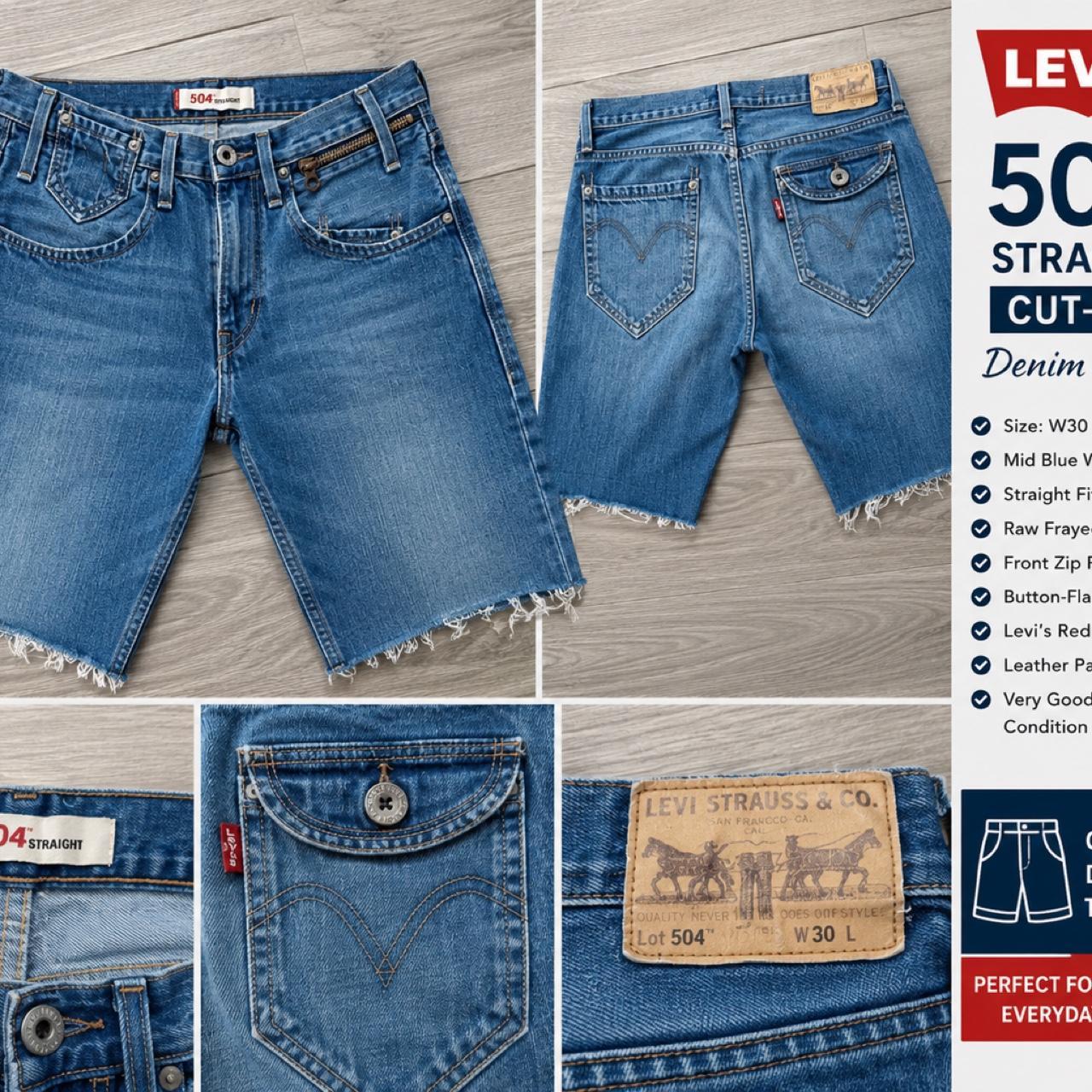 Levi's 504 Straight Cut-Off Denim Shorts - Image 2