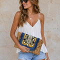 Genesis Women's Boho Woven Rattan Beaded Statement Clutch Bag - Image 1