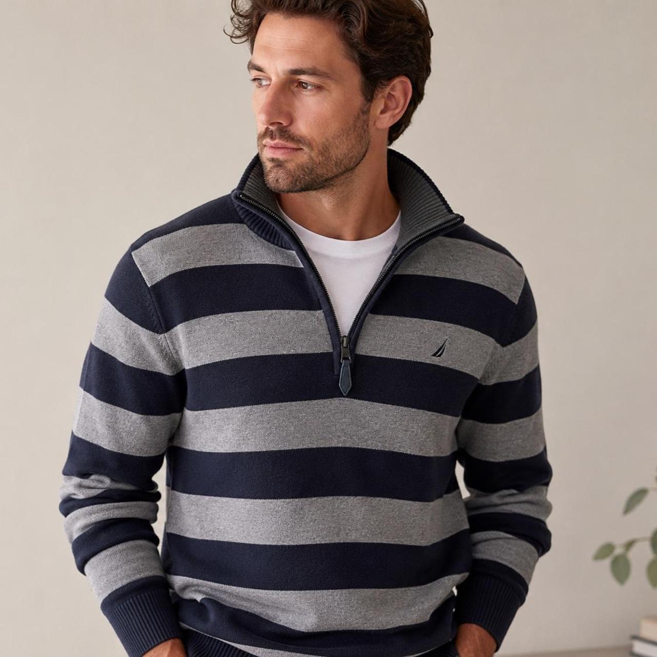 Nautica Men's 1/4 Zip Knit Cotton Jumper - Image 1