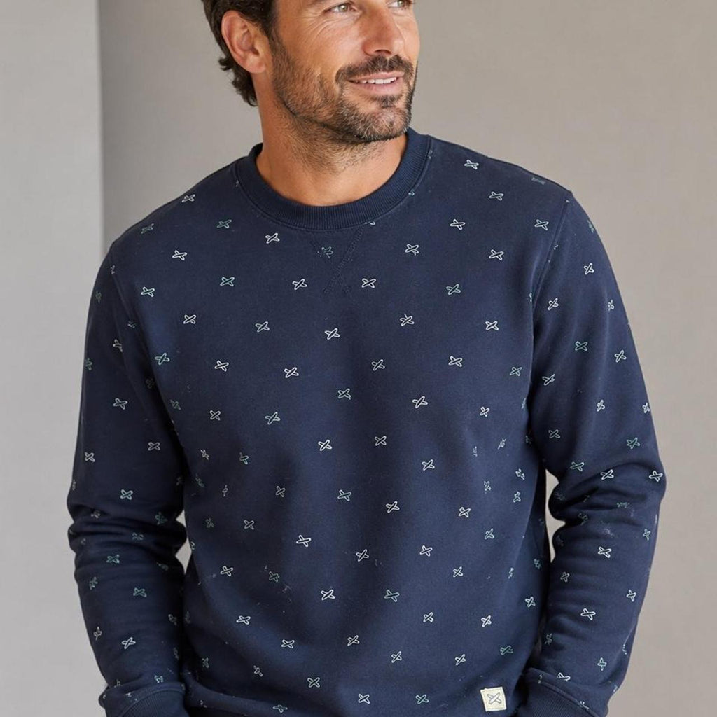 Wave Zone Slope Joe Crew Neck Sweatshirt Navy All Over Print - Image 1