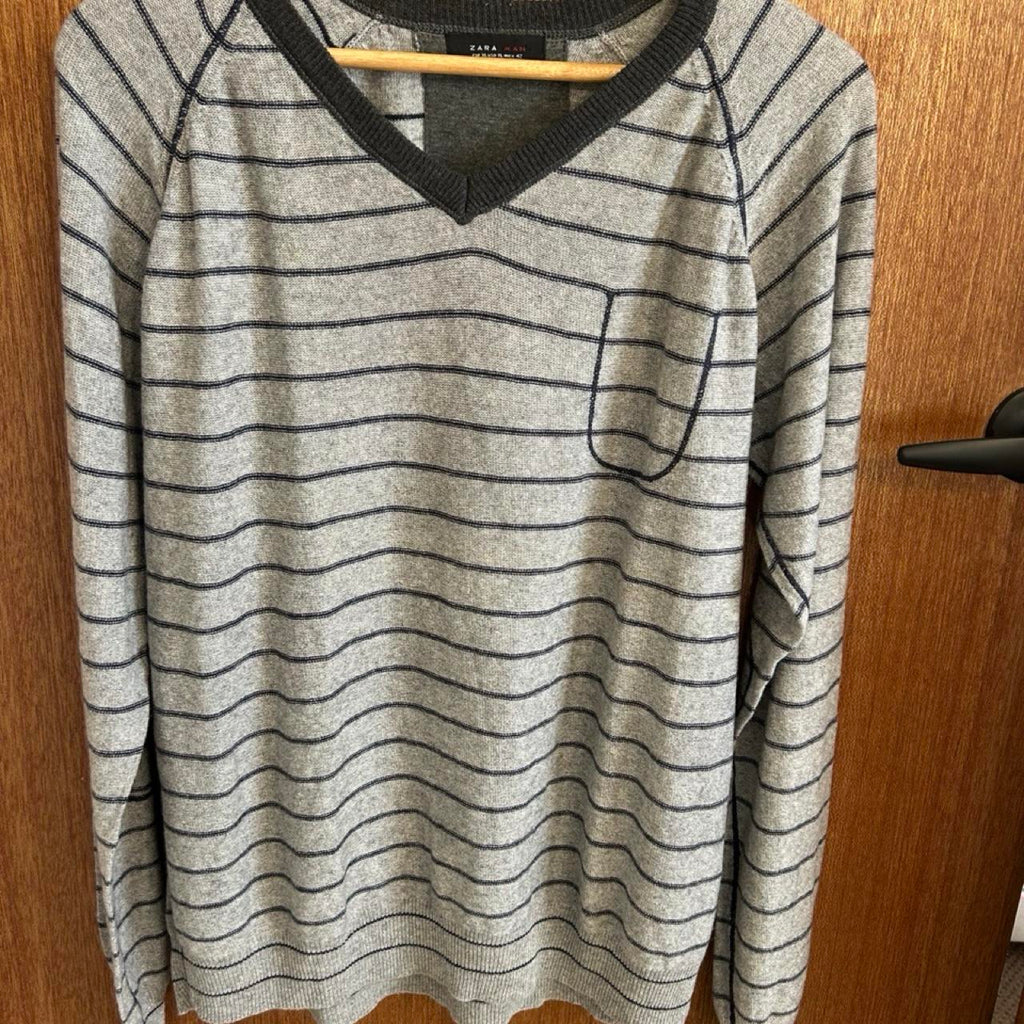Zara Man Grey V-Neck Knit Jumper - Image 4