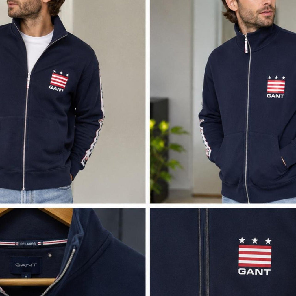 GANT Navy Full Zip Sweatshirt - Image 4