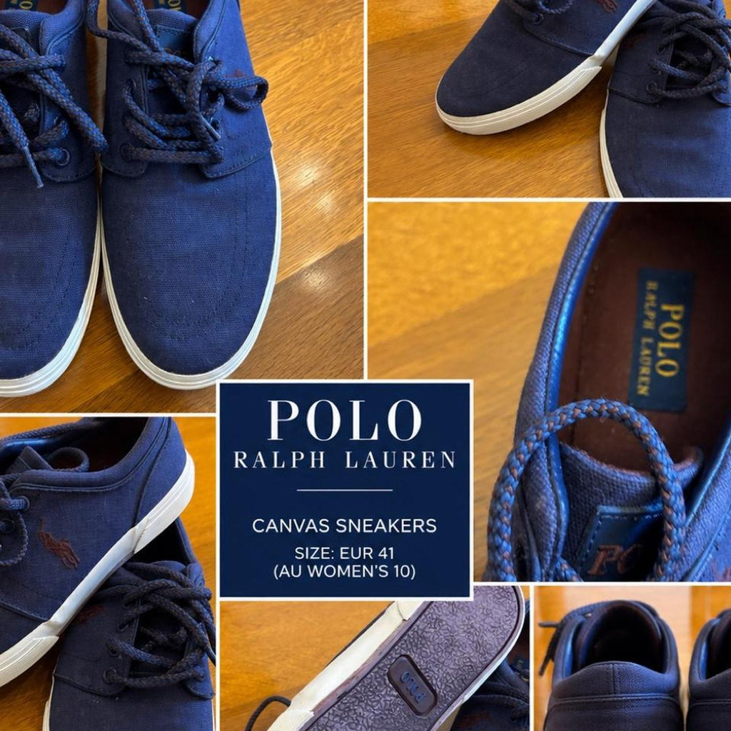 Polo Ralph Lauren Women's Canvas Sneakers Navy Blue - Image 6