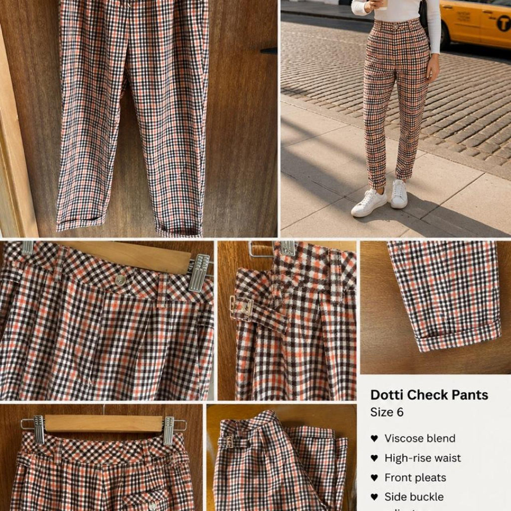 Dotti Women's Check Pattern Trousers - Image 5
