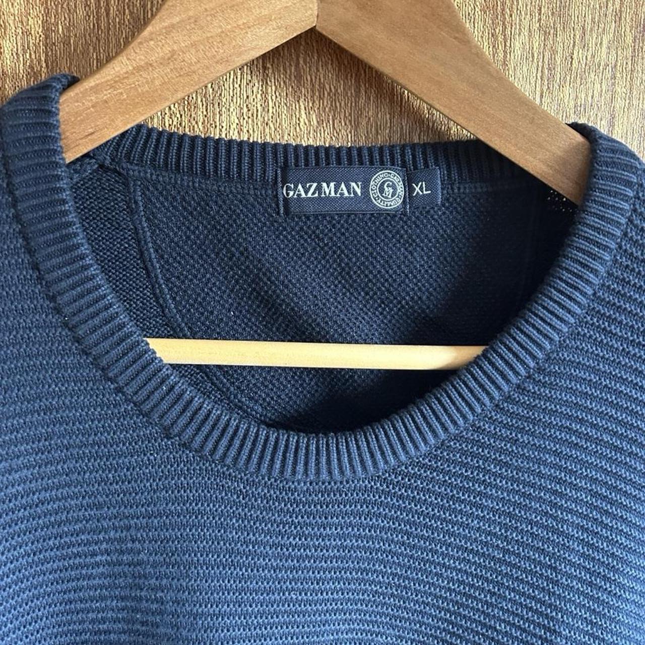 Gazman Men's Textured Crew Neck Jumper Navy Cotton Sweater - Image 2