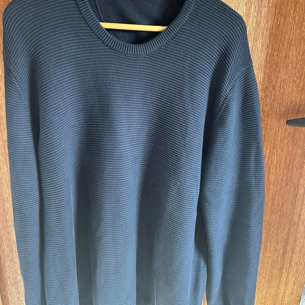 Gazman Men's Textured Crew Neck Jumper Navy Cotton Sweater - Image 3