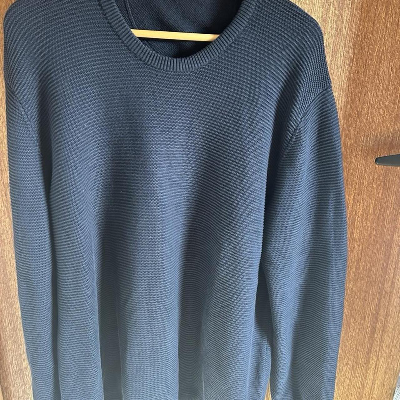 Gazman Men's Textured Crew Neck Jumper Navy Cotton Sweater - Image 3