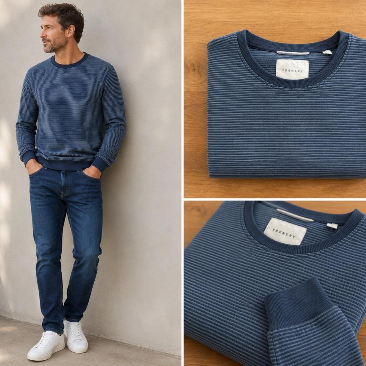 Trenery Men's Crew Neck Cotton Sweatshirt Blue - Image 1