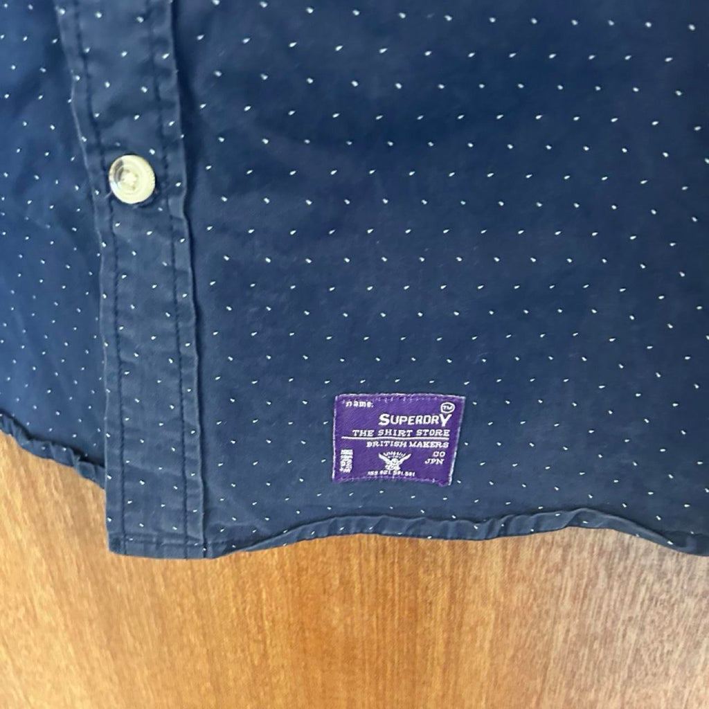 Superdry Vintage Shirt Store Long Sleeve Button Up Shirt Navy - Image 3
