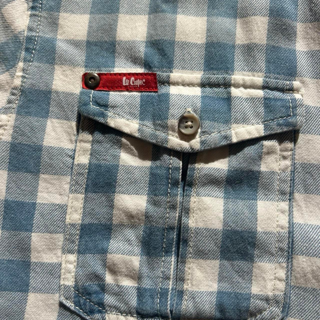 Lee Cooper Blue Short Sleeve Check Button Up Shirt - Image 3