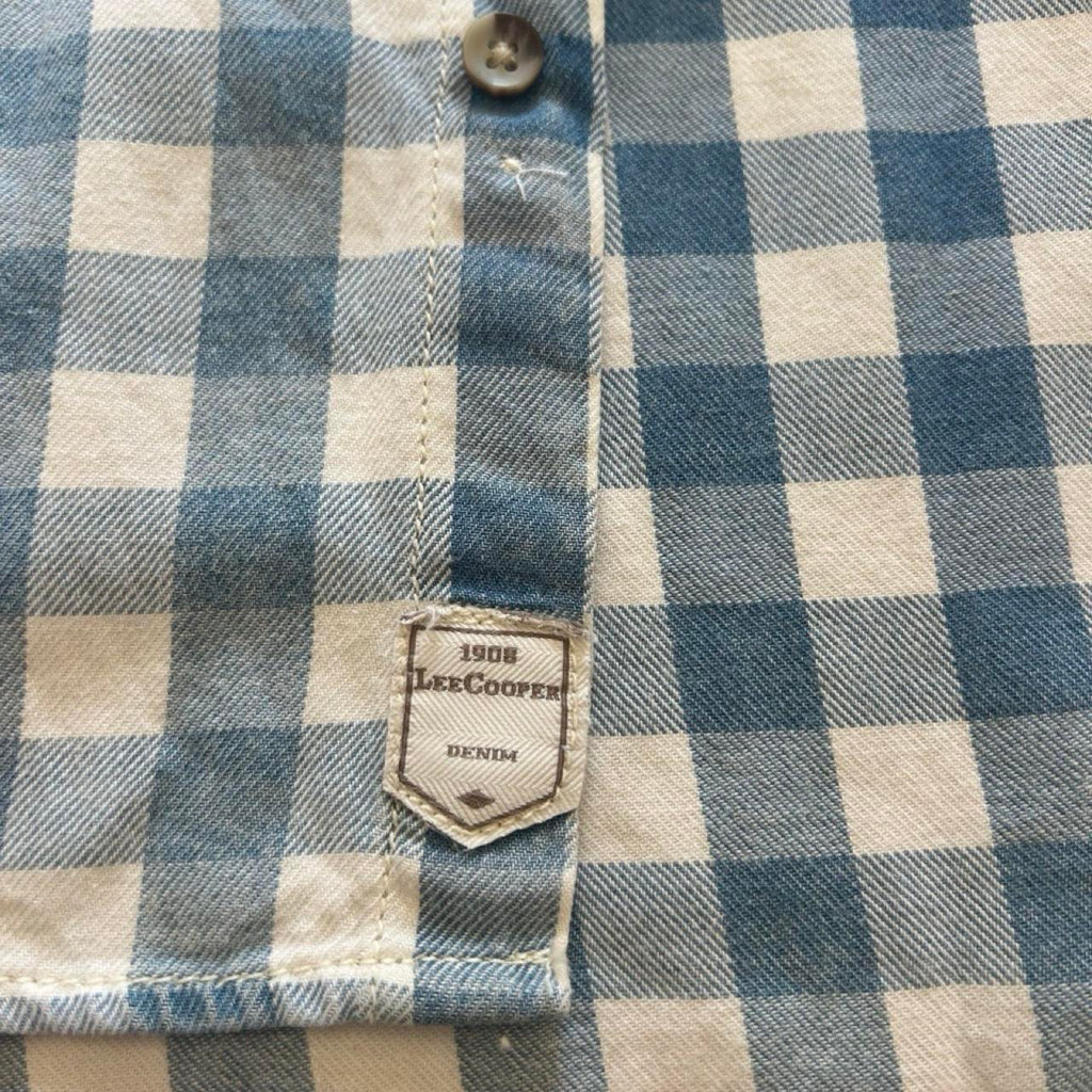 Lee Cooper Blue Short Sleeve Check Button Up Shirt - Image 4