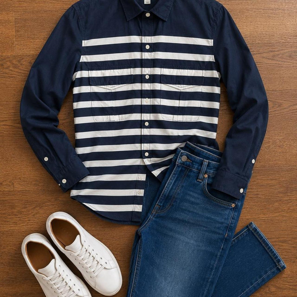 Trenery Men's Long Sleeve Striped Shirt - Image 1