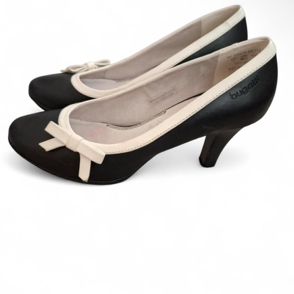 Bugatti Black Leather Court Heels - Image 2