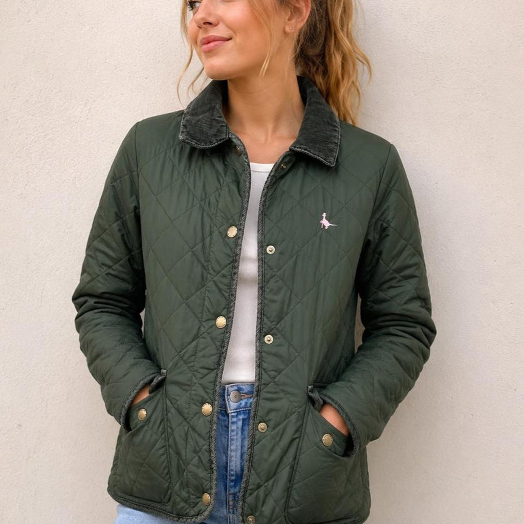 Jack Wills Girls Green Quilted Jacket - Image 1