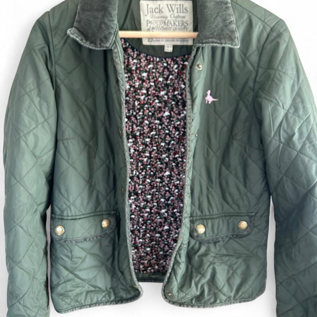 Jack Wills Girls Green Quilted Jacket - Image 2